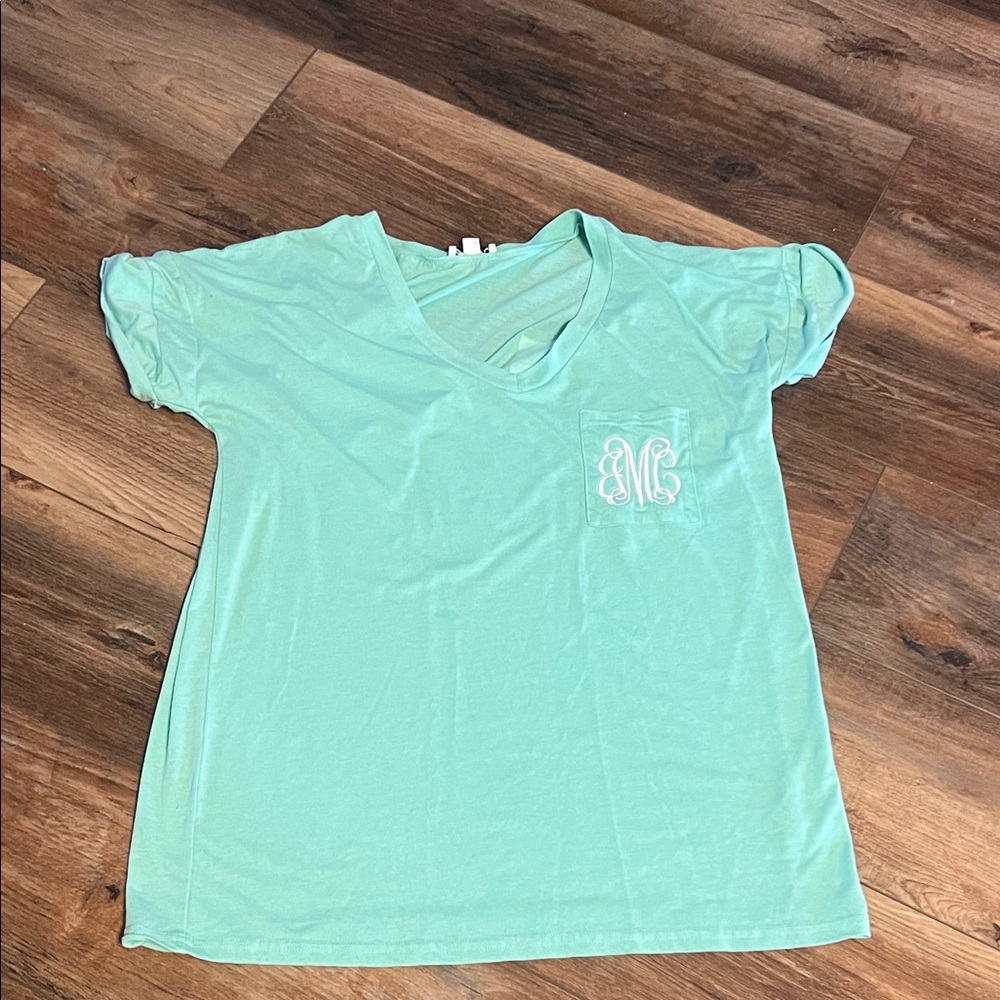 Sz XL John Mayer monogrammed pajama top v neck tee shirt Mint Green custom